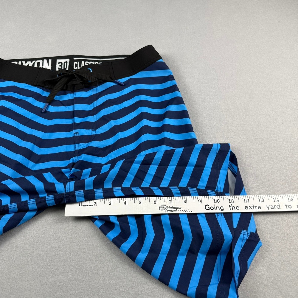 Dixxon Mens 30 The‎ Swell Board Shorts Blue Striped Nautical Surf Swim Unlined - Picture 4 of 10